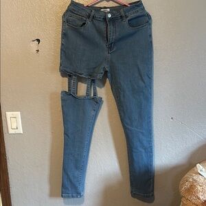Forever 21 Distressed Blue Skinny Jeans
